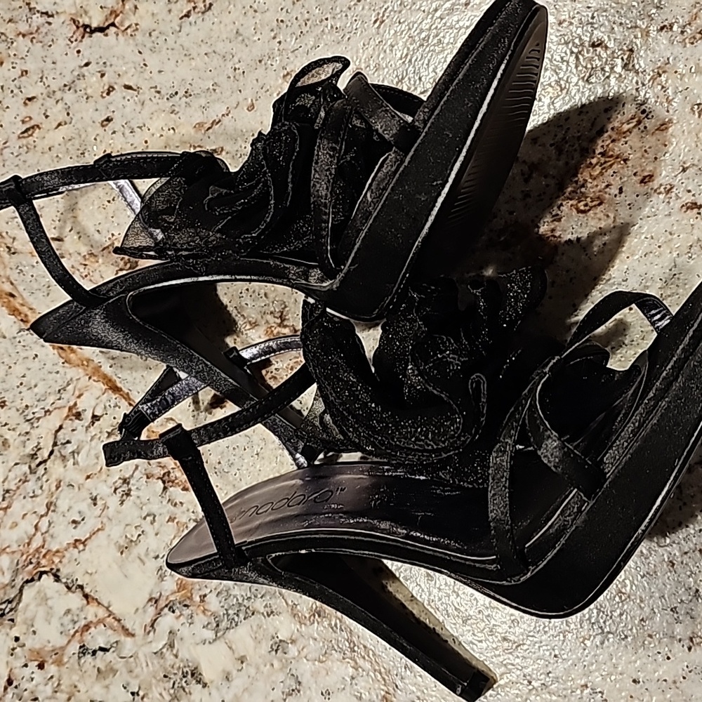 Nadara Black Heel Sandals - Picture 2 of 7
